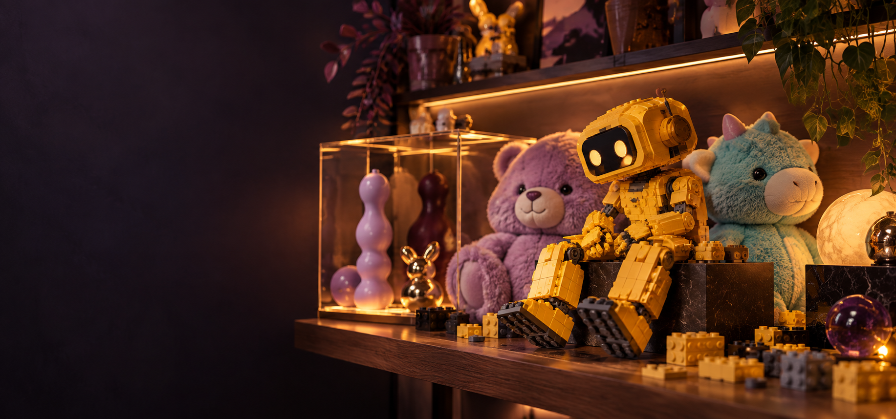 Concept illustration of the the collector years, featuring representative toys and objects from the era.