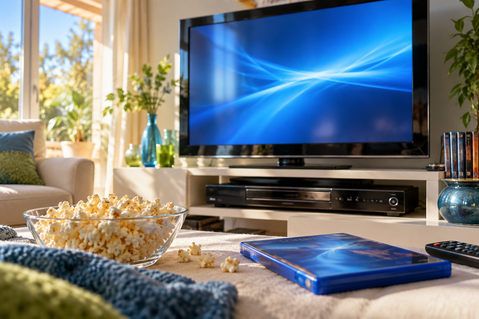 Concept illustration: A late-2000s widescreen television and DVD player.
